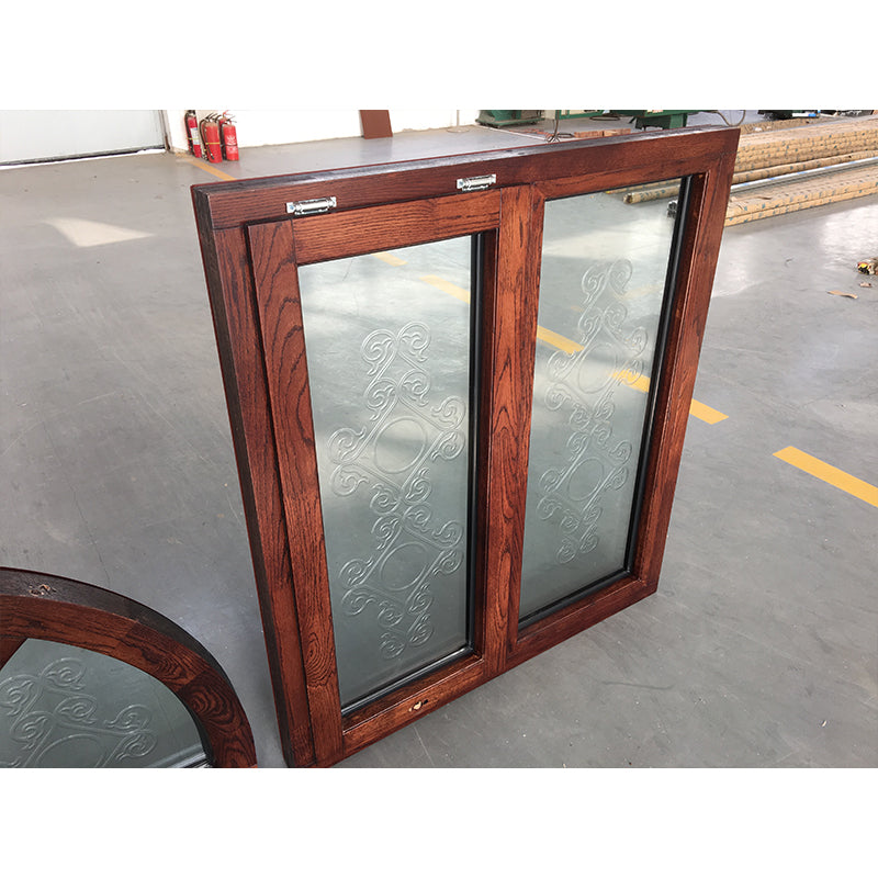 Doorwin 2021Factory direct selling triple glazed special shape oak cherry wood casement grill windows