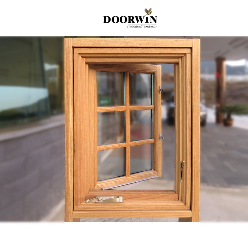 Doorwin 2021American anti-theft aluminium solid wood windows crank open casement windows