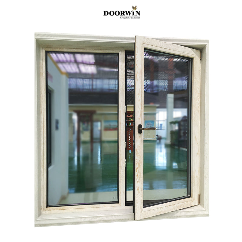 Doorwin 2021Aluminum wood material high quality wood grain color glass casement tilt and turn window