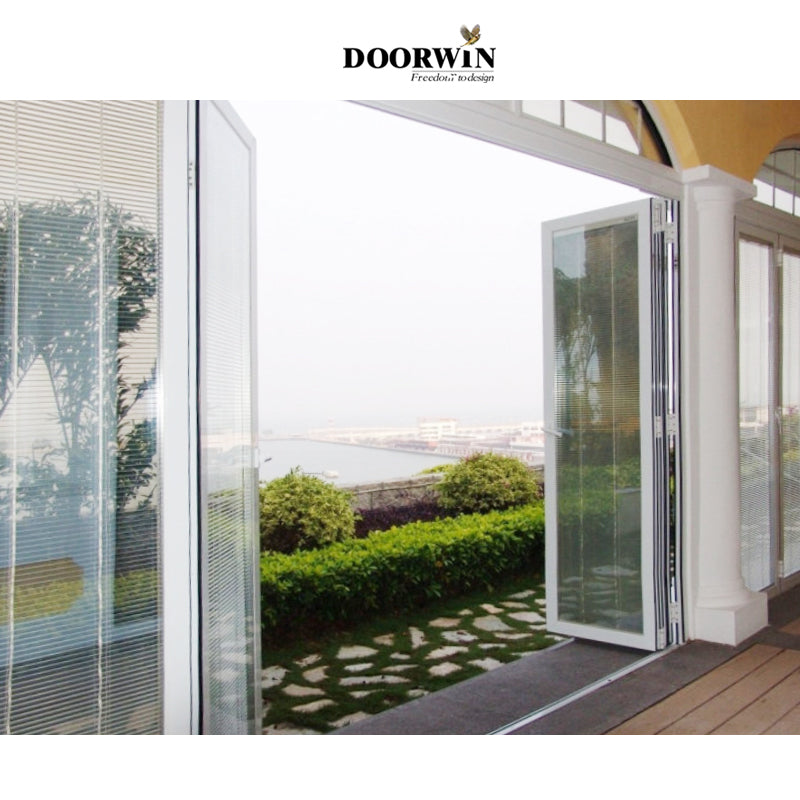 Doorwin 2021Popular black aluminum frame foldable door panel large glass wall and bi folding doors