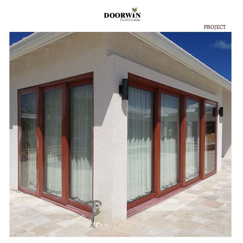 Doorwin 202115 Lead Days triple glaze NFRC solid wood exterior Sliding door with wheels