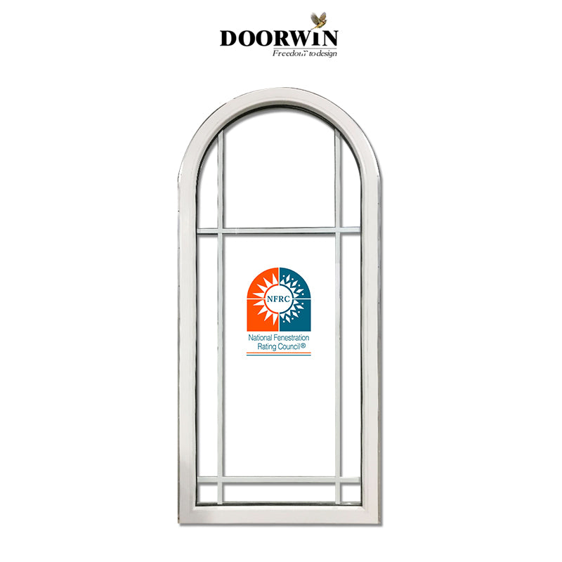 Doorwin 20212020 Best-selling China Manufactory white arched Germany VEKA pvc upvc profile crank open casement window with grill design