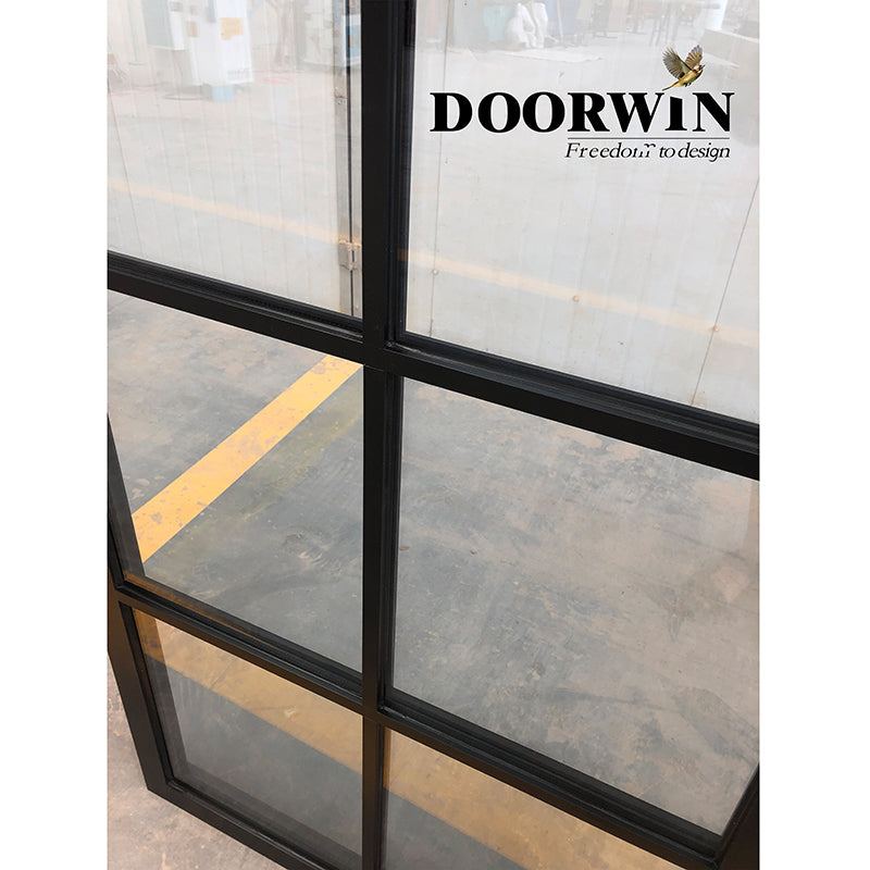 Doorwin 2021Black Grill Design Casement window Double Glazed Large Tempered Glass Window