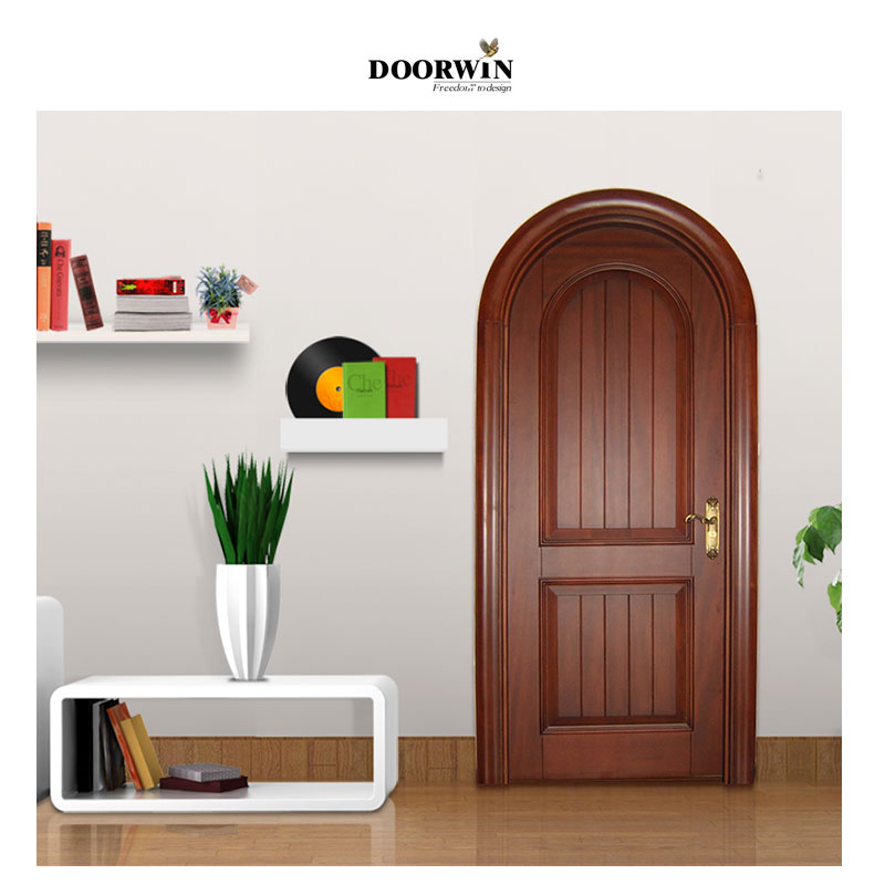 Doorwin 2021Prettywood Cheap Price Painting Solid Wood Arch Main Entrance Door Design