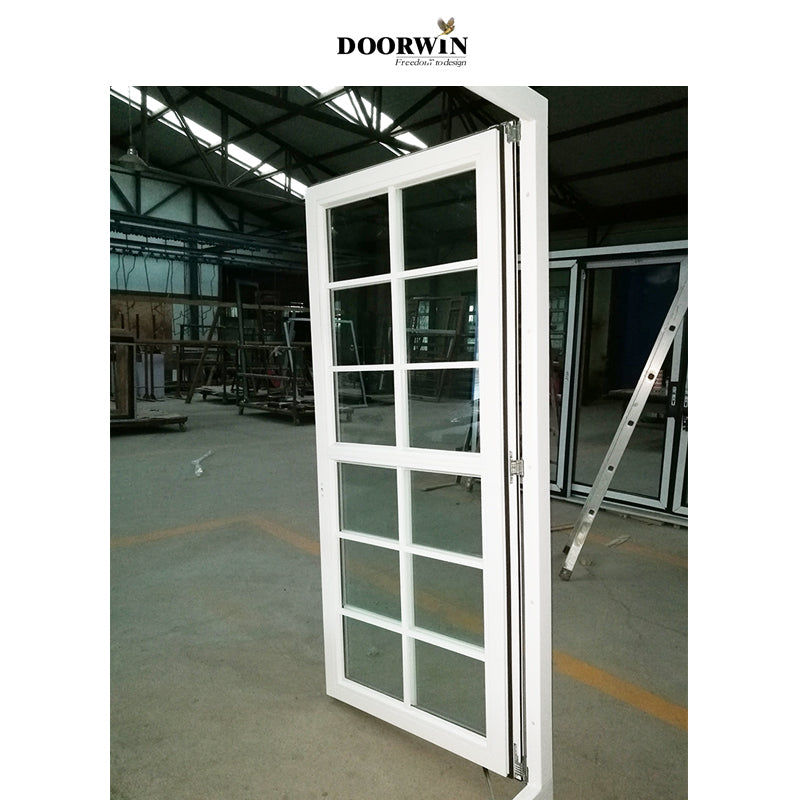 Doorwin 2021Los Angeles popular white color aluminum grills design double panels clear glass French Window