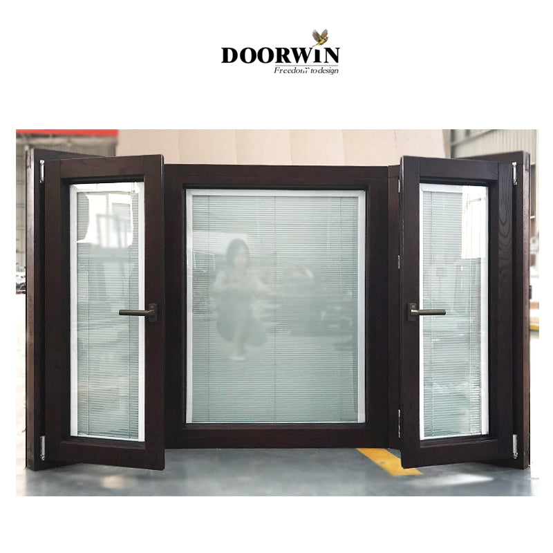 Doorwin 2021cheap price Pane casement picture round aluminium corner bay heat insulation glazed fixed textured bow window