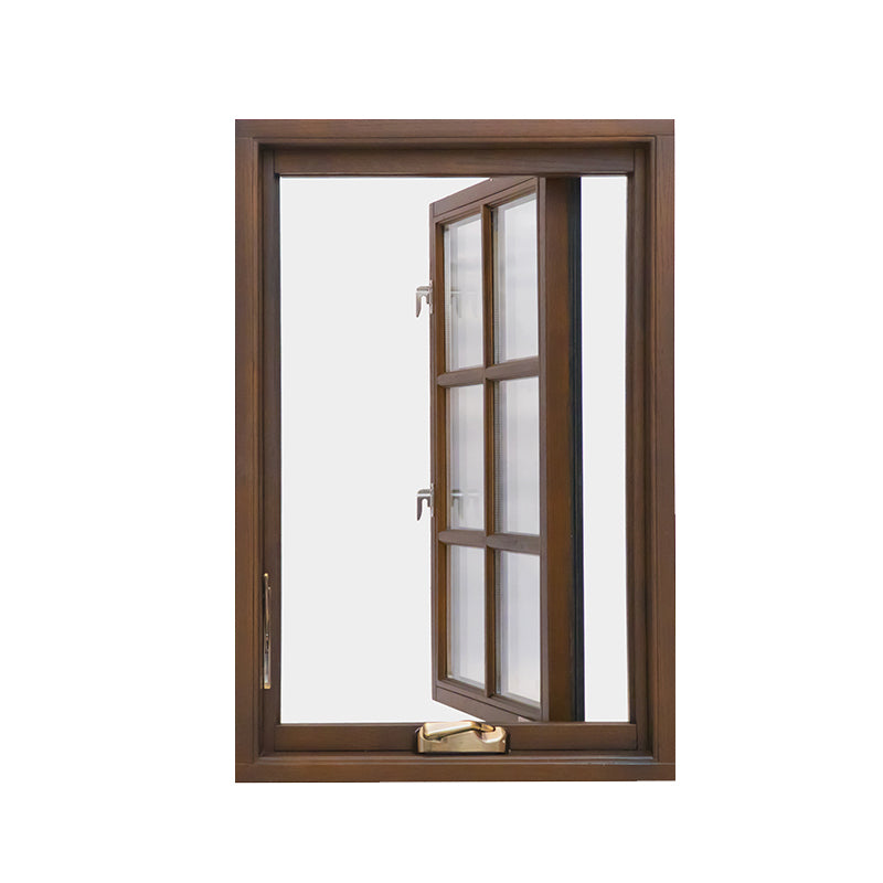 Doorwin 2021current design large size best quality wood finished crank open casement windows