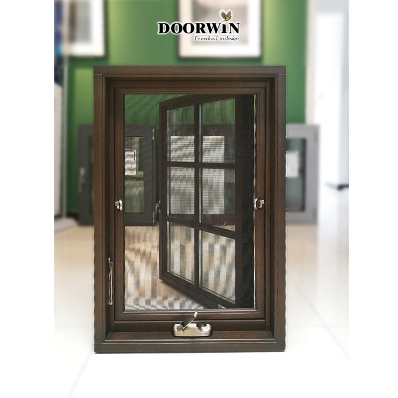 Doorwin 2021sound proof windows top sale Blind inside double glass window black crank casement windows