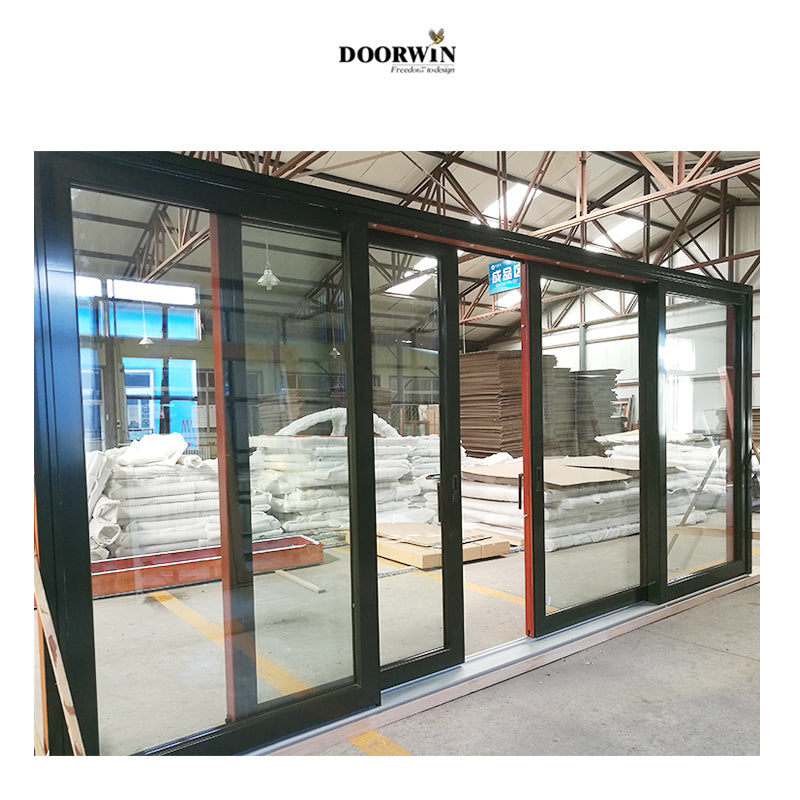 Doorwin 2021100,0000 square meter per year double glazed tempered glass wood and aluminum clading sliding doors