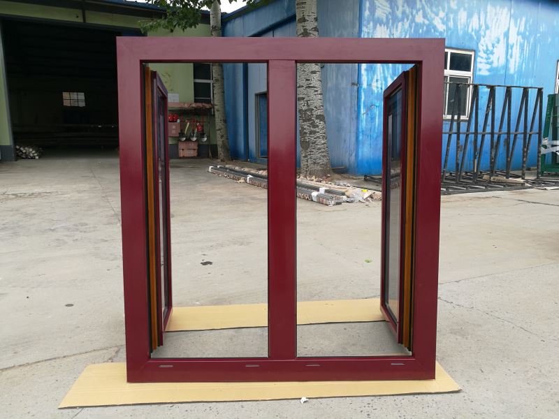 Doorwin 2021Hot sale wood aluminium frame french low-e glass interior wooden grey glass casement window
