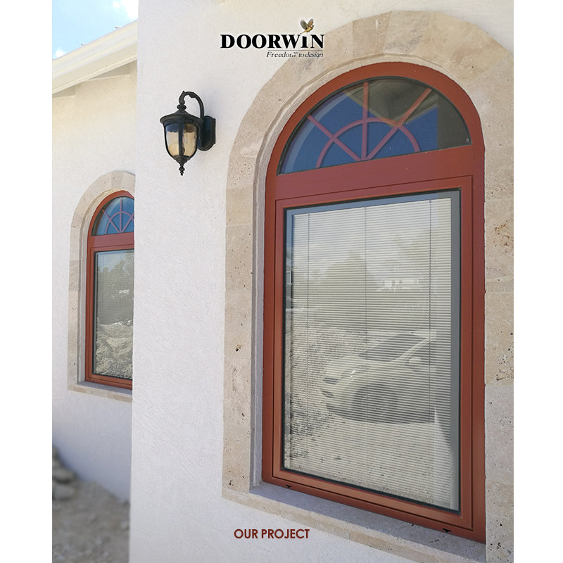 Doorwin 2021arch transom top aluminum windows with best price from window manufacturers