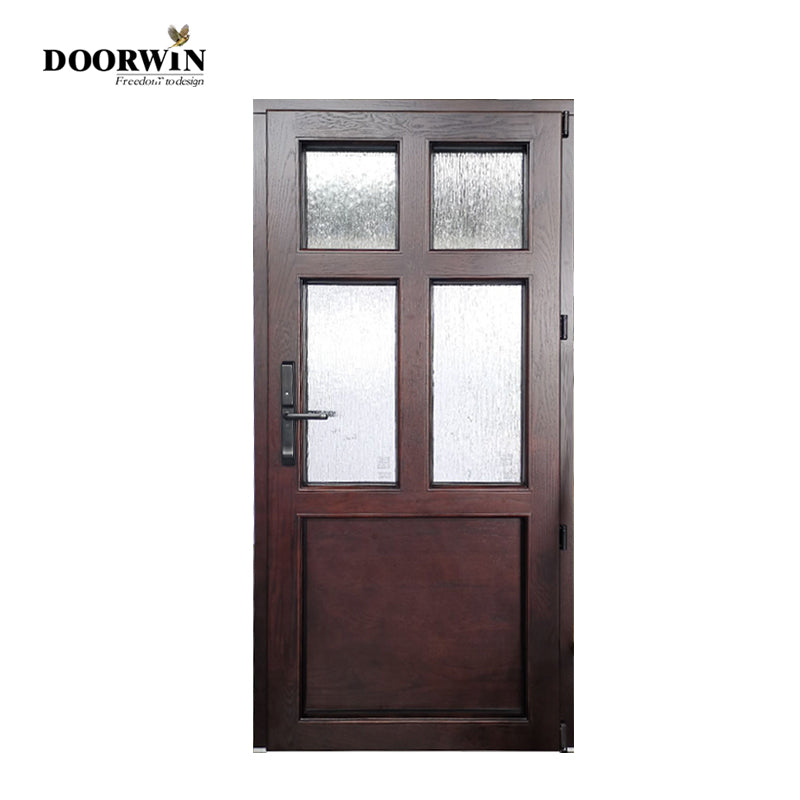 Doorwin 2021Cheap modern designs bedroom laminated panel wooden door Solid Oak Wood Front Entrance Door with Built-in Blinds