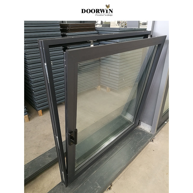 Doorwin 2021Double swing french casement window aluminum tilt and turn windows grey aluminum windows