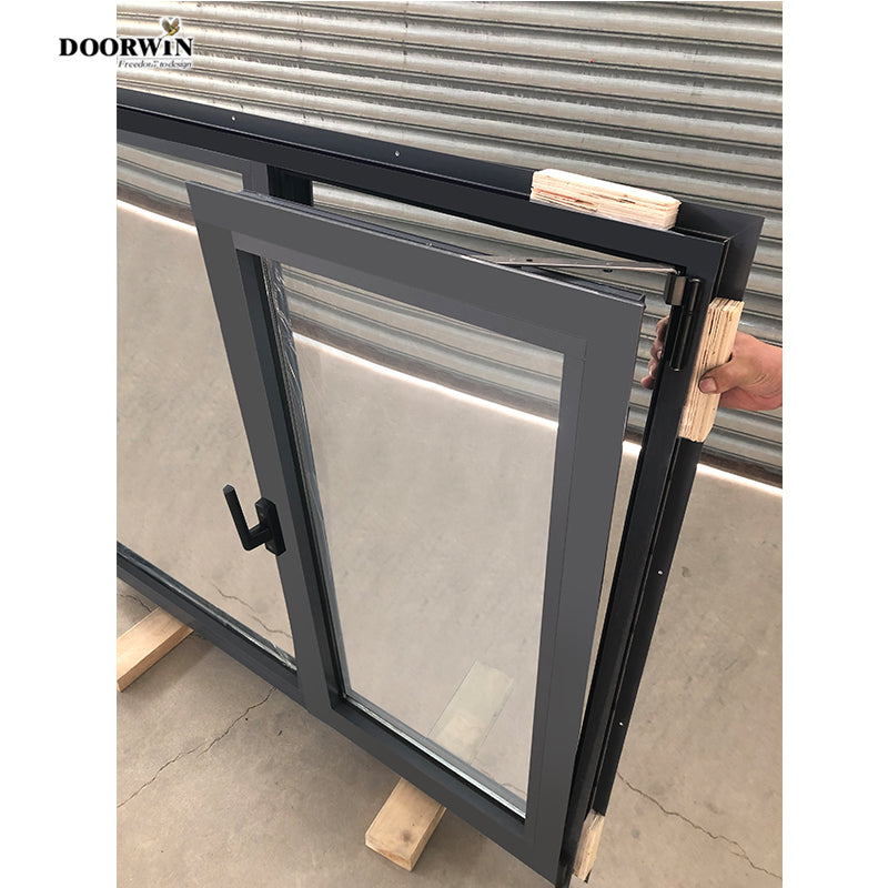 Doorwin 2021The World China Supplier Grill Design 9 Foot Aluminum Wooden Frame Glass with Blinds System Model House Tilt Turn &up Window