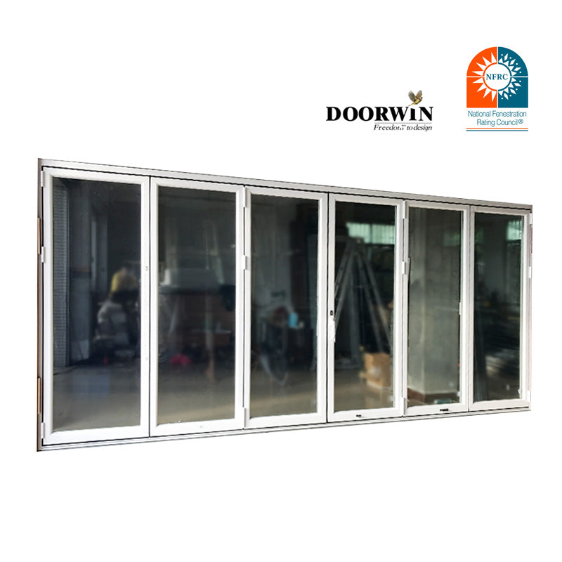 Doorwin 20216 panel main entrance doors design white color bifolding door with IGCC/SGCC Cheap certified tempered glass bi-folding door