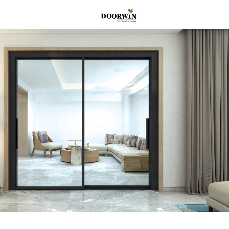 Doorwin 2021New York Customized Slimline Modern Style Thermal Break Aluminum Profile Two Tracks Narrow Sliding Glass Doors With Great View