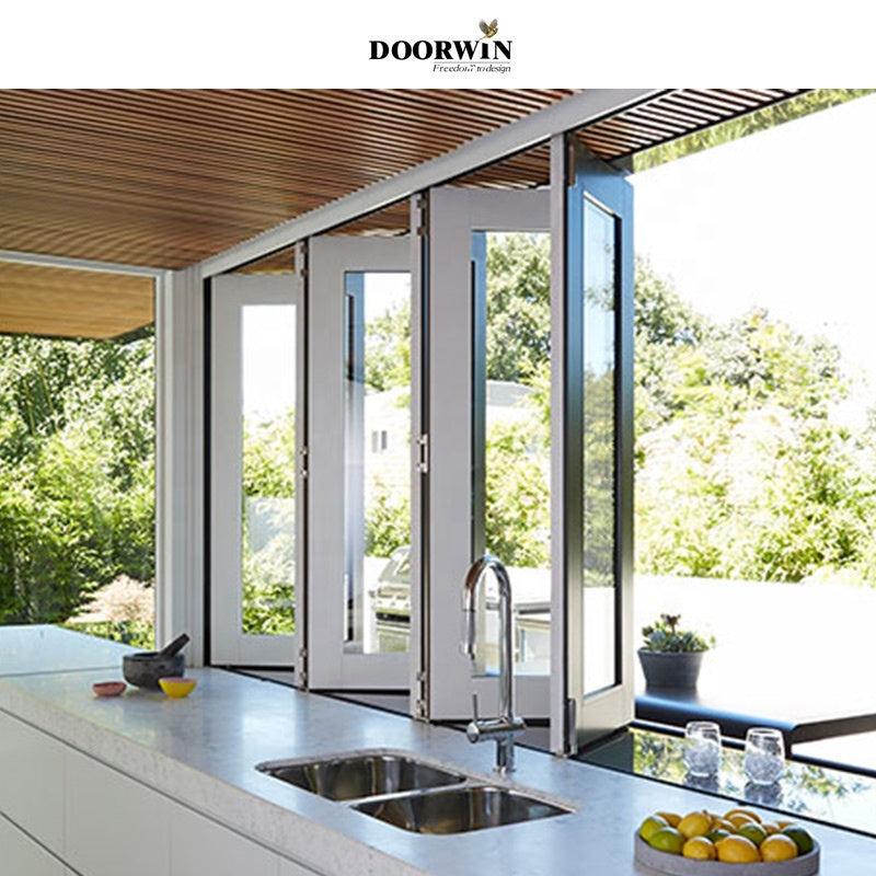 Doorwin 2021Manufacture Aluminum Storefront Electric Vertical Sliding Bi-folding Up Windows And Doors American Style