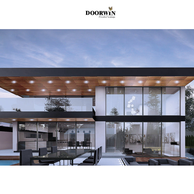 Doorwin 2021Cheap price 4 panel sliding french patio doors slim aluminium frame double glass sliding door for exterior