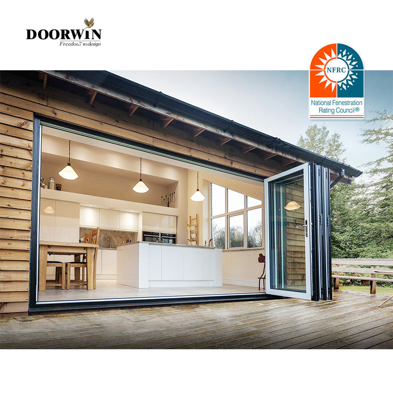 Doorwin 2021Factory Wholesale Western Style New Windproof White Slim Thermal Break Aluminium Interior Vertical Bi Folding Window And Doors