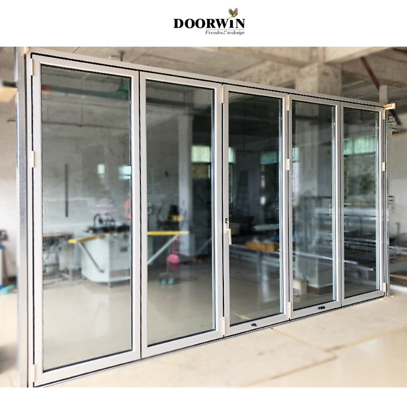 Doorwin 2021Popular black aluminum frame foldable door panel large glass wall and bi folding doors