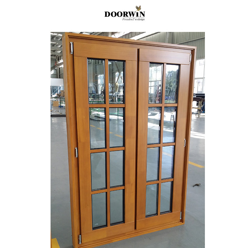 Doorwin 2021California balcony aluminum timber casement window with grill design with fly screen