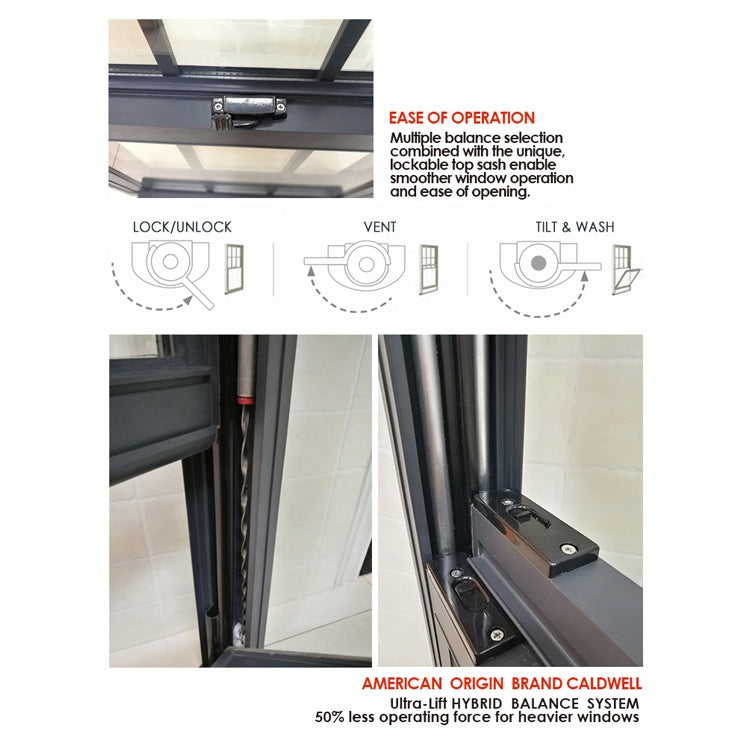 Doorwin 2021Best Quality popular aluminum frame up down vertical sliding single/double hung windows