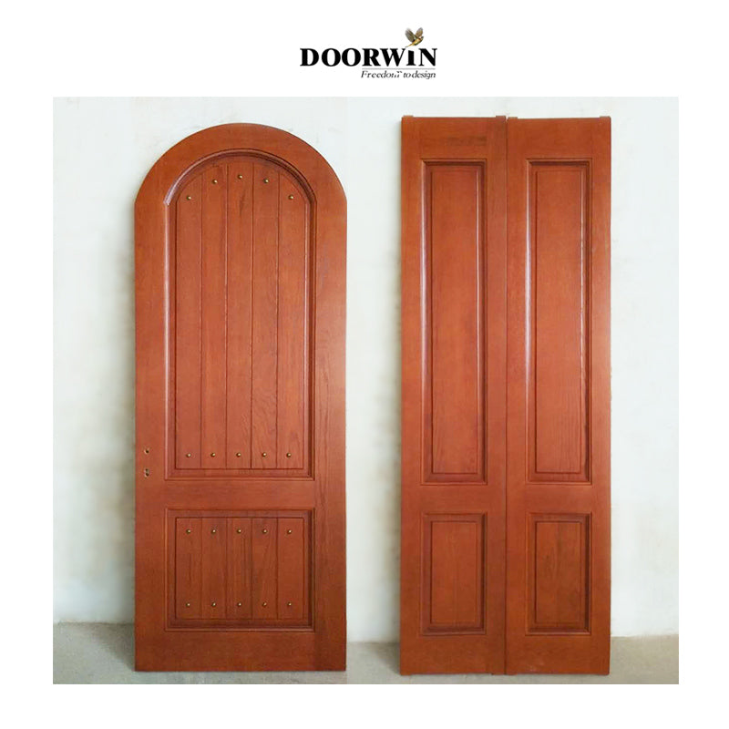 Doorwin 2021Manufacture direct Vintage and top quantity import red oak wood double entry main door design cheap house door