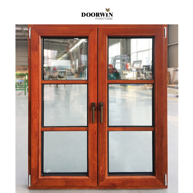 Doorwin 2021Modern Luxury Villa Style Windows Wooden French Casement Aluminium Windows Doors With Grill Design For Bedrooms