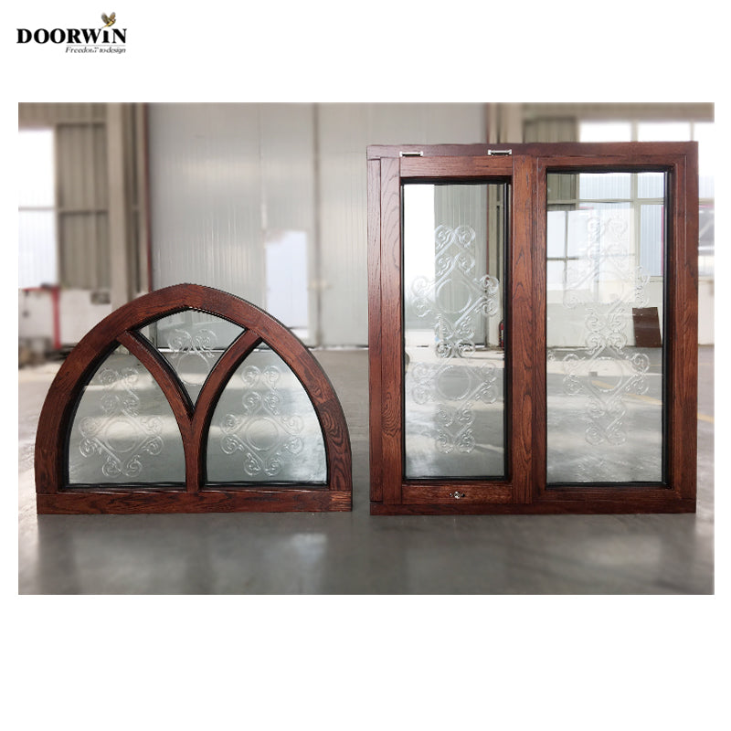 Doorwin 20212020 hot sales new products double panel arch top picture plus push out teak wood windows