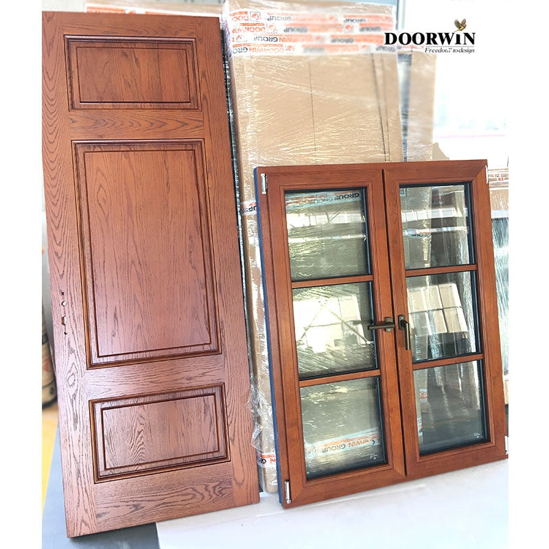 Doorwin 20212020 New products certified supplier wood french casement windows with grilles for homes