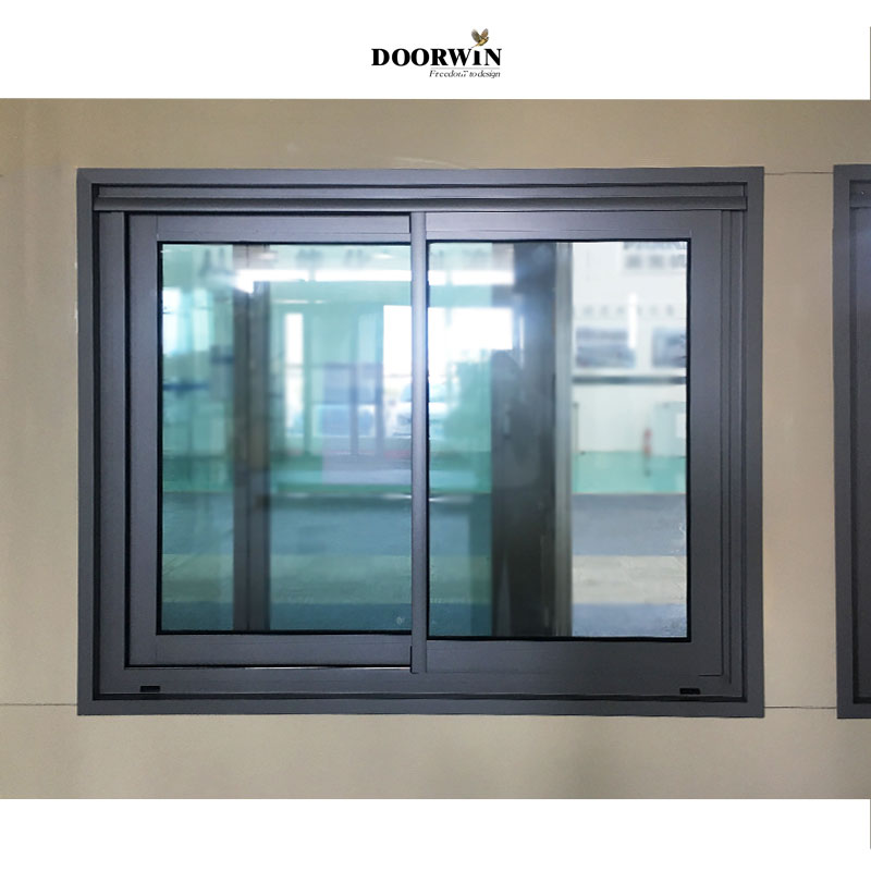 Doorwin 2021Wholesale Cladding Wood Grain Aluminum Window Latvia Sash And System Grill Design 2 Pane Frame Sliding Window for Sale