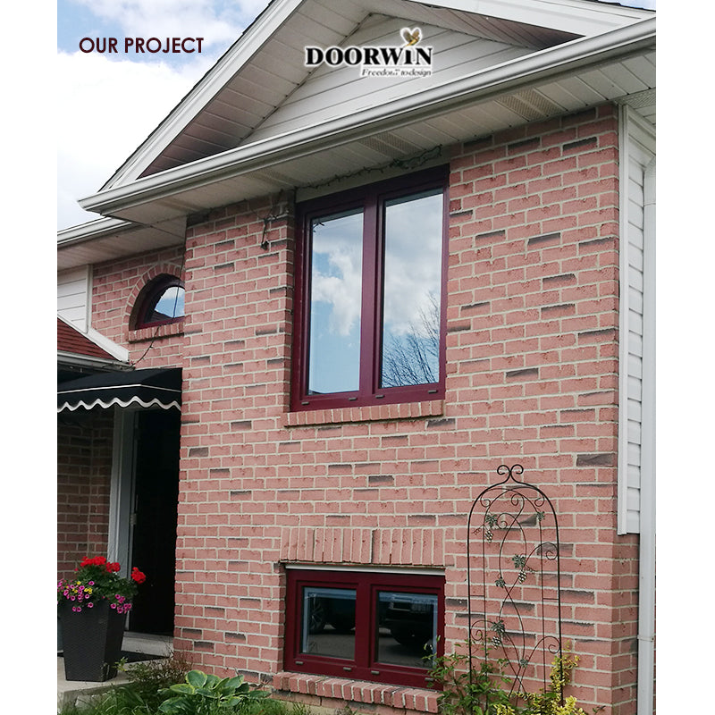 Doorwin 2021DOORWIN Modern Design Tempered Glass Soundproof Oak Wood Clad Aluminum Turn Tilt Replacement Window for Residential Villa