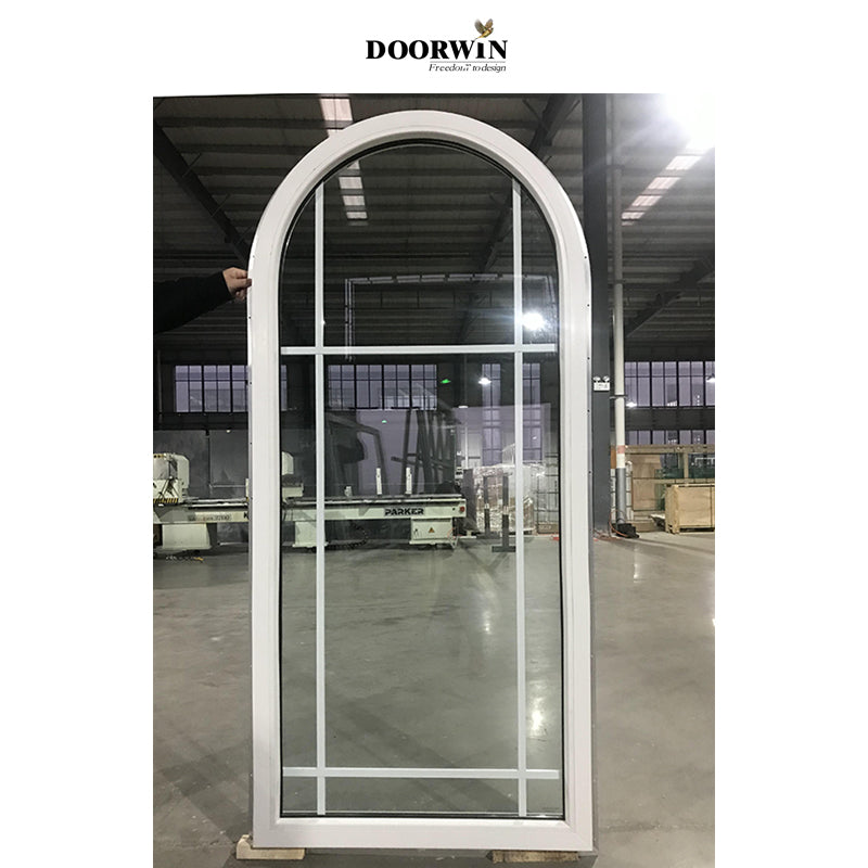 Doorwin 2021Bright White Arched Design Aluminum Crank Out Window Casement with Duplex Grille