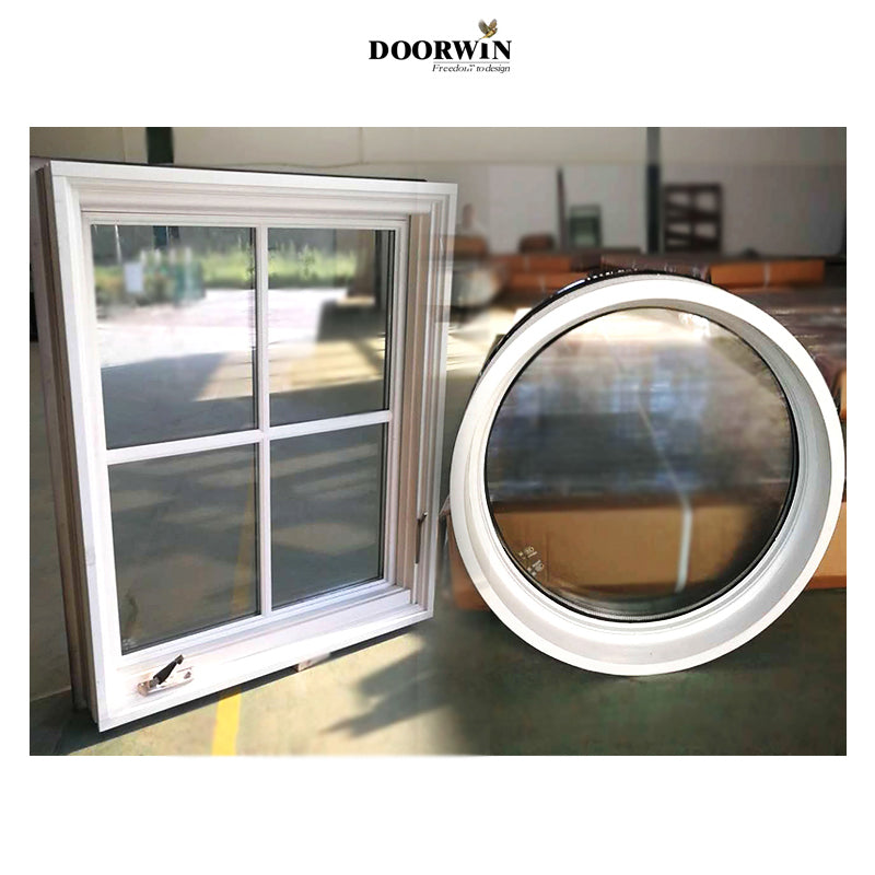 Doorwin 2021NFRC white stain tempered glass Thermal break aluminium exterior Solid wood interior crank window