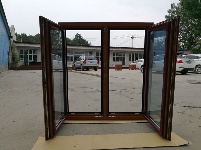 Doorwin 2021Hot sale wood aluminium frame french low-e glass interior wooden grey glass casement window
