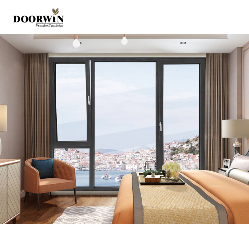 Doorwin 2021New Design NFRC Certificated Two Way Opening Double Glazing Tempered Aluminum Glass Windows