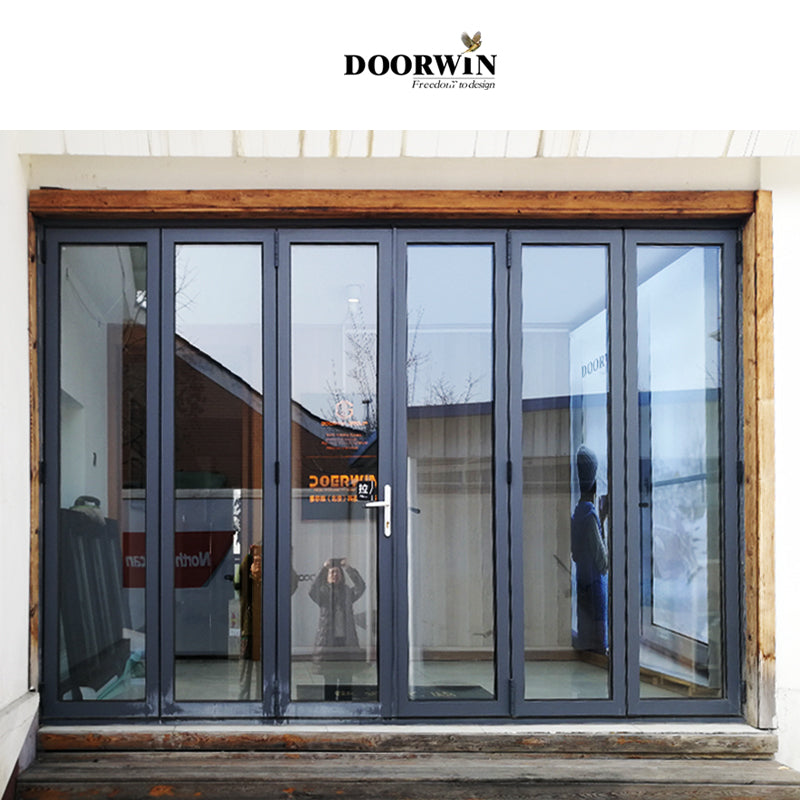 Doorwin 2021Hot Sell High Quality Aluminium Fram Large View With Retractable Scree Sliding Glass Folding Door Window