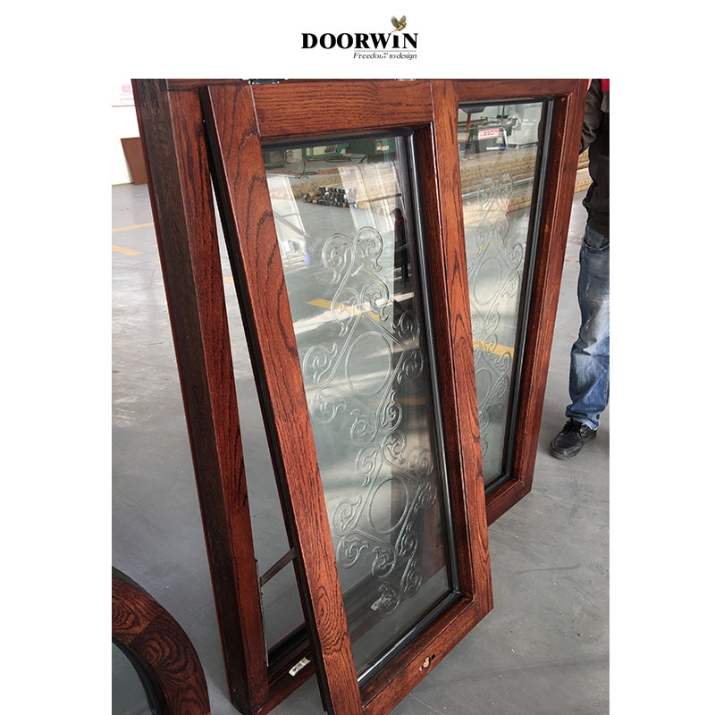 Doorwin 2021Top Sales China Made NFRC Certified Double Glazed Tempered Glass Wood Awning Window