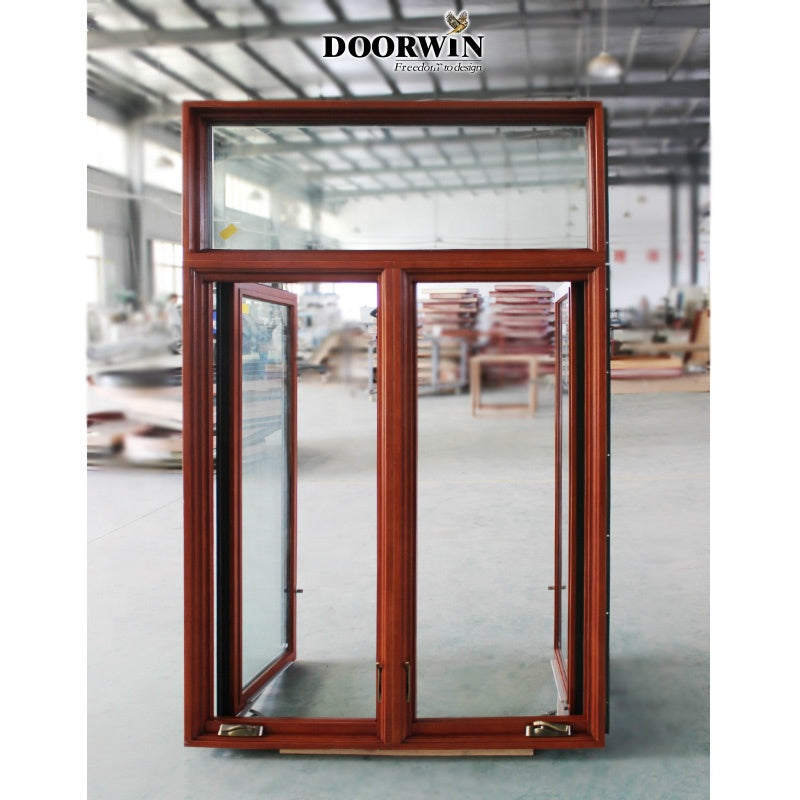 Doorwin 2021Wholesale Solid Wood Open Outside Large French Swing Crank Type Casement Window with Mosquito Net