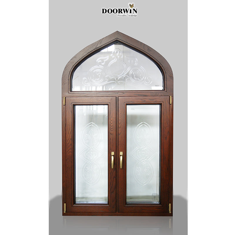 Doorwin 20212020 hot sales new products double panel arch top picture plus push out teak wood windows