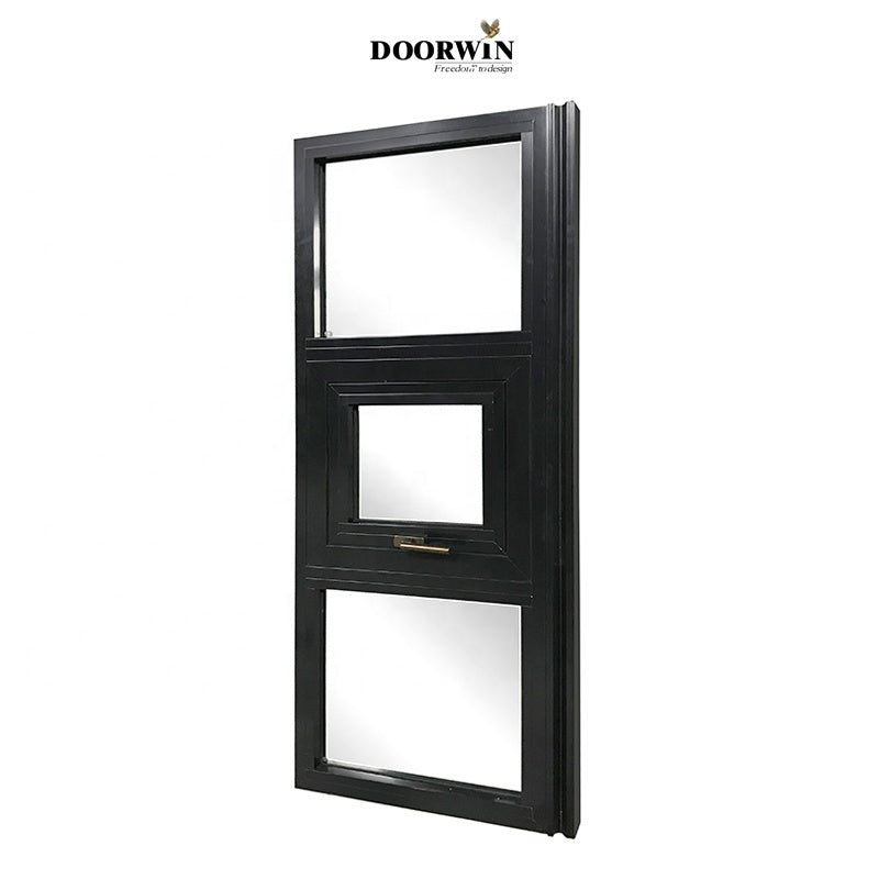 Doorwin 2021Manufacturer Double Glazing Burglar Proof Design Aluminum Type Thermal Break WindowsTilt Open Wooden Grain Color Awning Windows