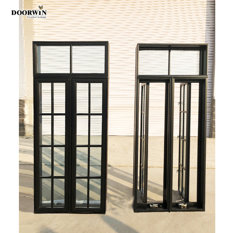 Doorwin 202110 years warranty NFRC soundproof heat insulation wooden America Style outswing crank windows with mosquito net