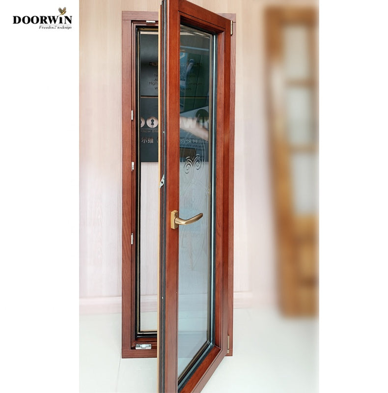 Doorwin 2021Window supplier high quality figured glass aluminum Wood ultra window Casement