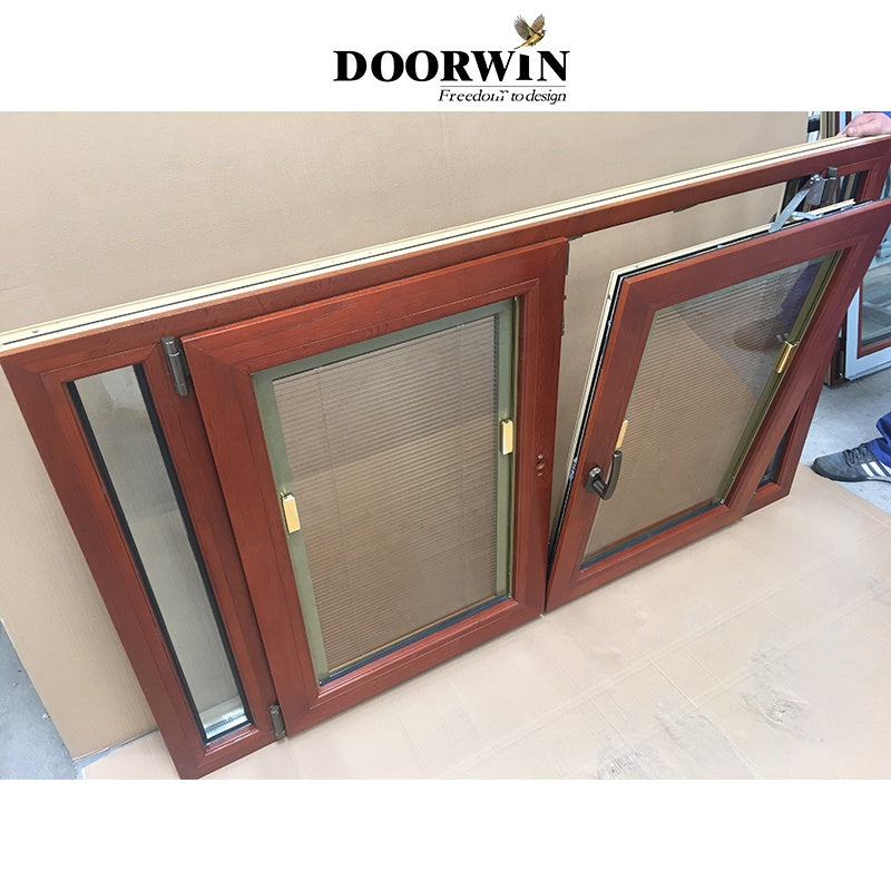 Doorwin 2021Modern Designs French Models Dimensions Solid Wooden Arch Teak Wood Aluminium-Wood Clad casement Windows