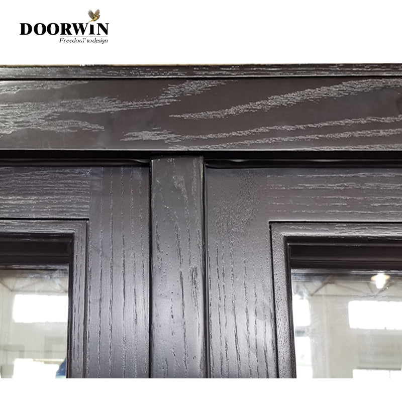Doorwin 2021French Pivot Doors Solid Red Oak Wood door with Aluminum Cladding