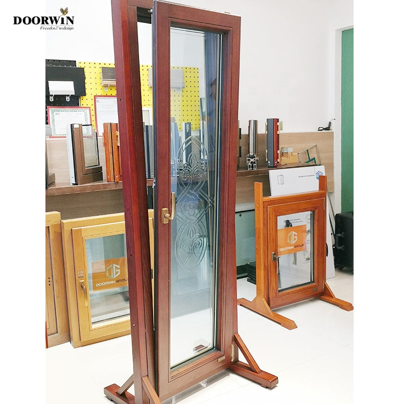 Doorwin 2021Window supplier high quality figured glass aluminum Wood ultra window Casement