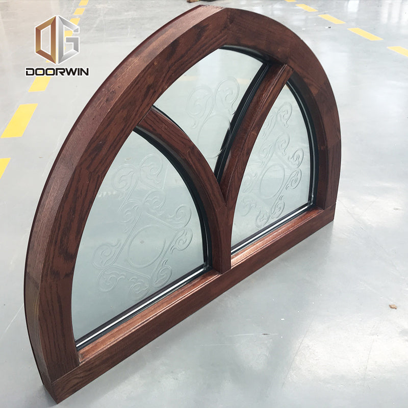 Doorwin 2021Factory direct selling triple glazed special shape oak cherry wood casement grill windows