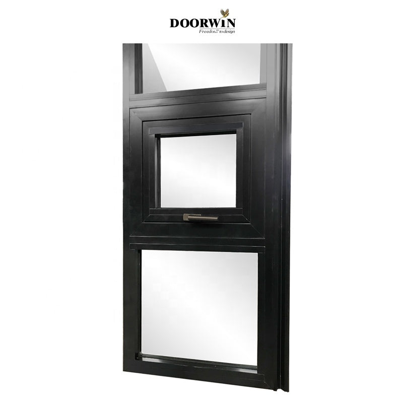 Doorwin 2021Doorwin Unique Design Black Modern Tempered Glass Aluminum Swing Awning Residential Windows