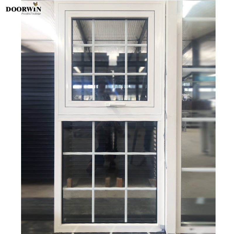 Doorwin 2021American Teak Wood Timber Aluminium Glazed Double Glass Framed White Grill 60X36 Aluminum Models Wooden Grain Awning Window