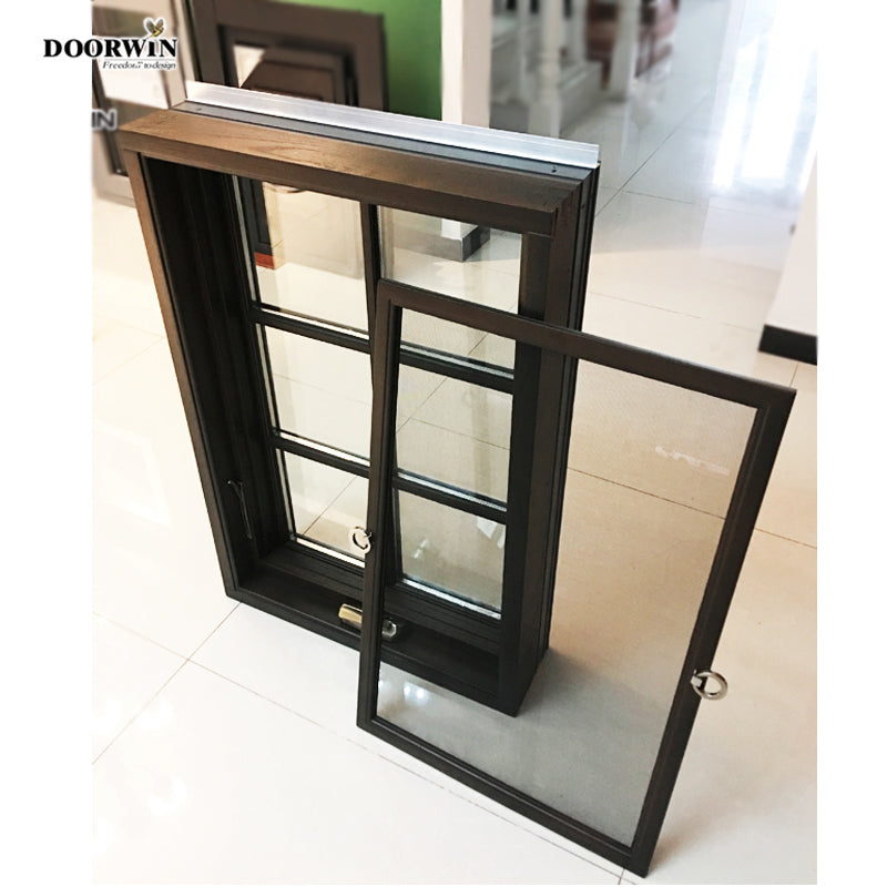 Doorwin 2021Free Drawing Design foldable crank handle open style swing casement double glazed wooden windows